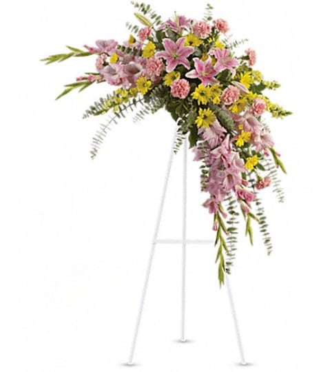 PASTEL SOLACE SPRAY. An arrangement by Fine's Flowers.