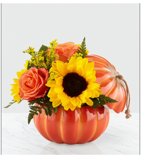 PUMPKIN PARTY BOUQUET. An arrangement by Fine's Flowers. PUMPKIN PARTY BOUQUET. An arrangement by Fine's Flowers.